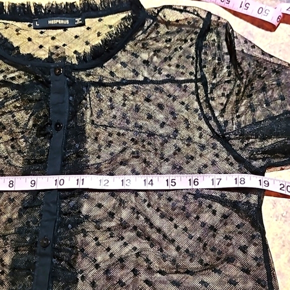 Hesperus | Sheer Mesh Netting Black Ruffled Blouse - Picture 7 of 9